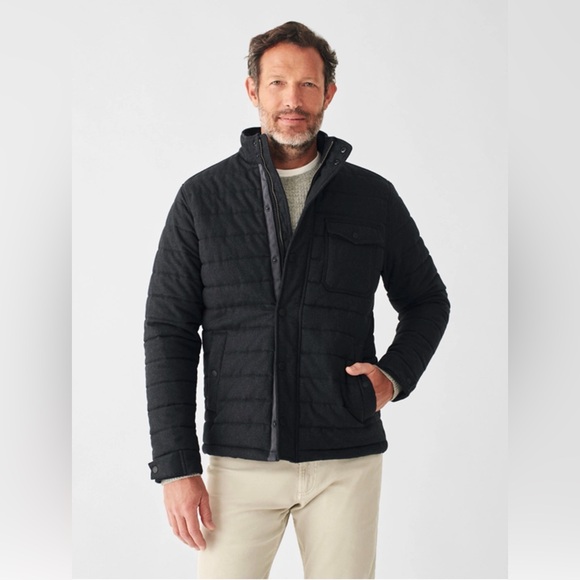 Faherty Men’s Teton Valley Deck Primaloft Wool Quilted Jacket Charcoal Heather S